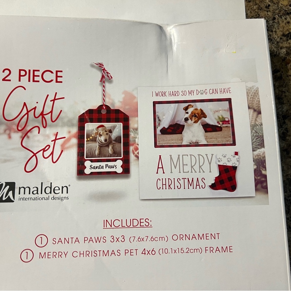 2 pc gift set Christmas Dog Frame & Ornament Malden Holiday Set NEW MSRP $44 s@ - Picture 5 of 6